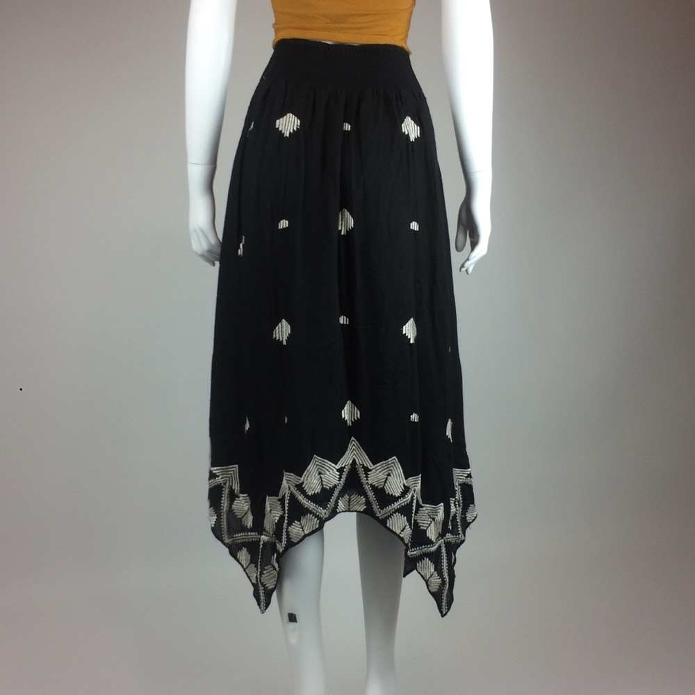 Embroidered Flowy Festival Asymetrical Maxi Skirt